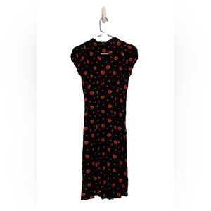 Modcloth X Collectif Womens Size 2 Dress Black Red Gwendolyn Love Apples Tea